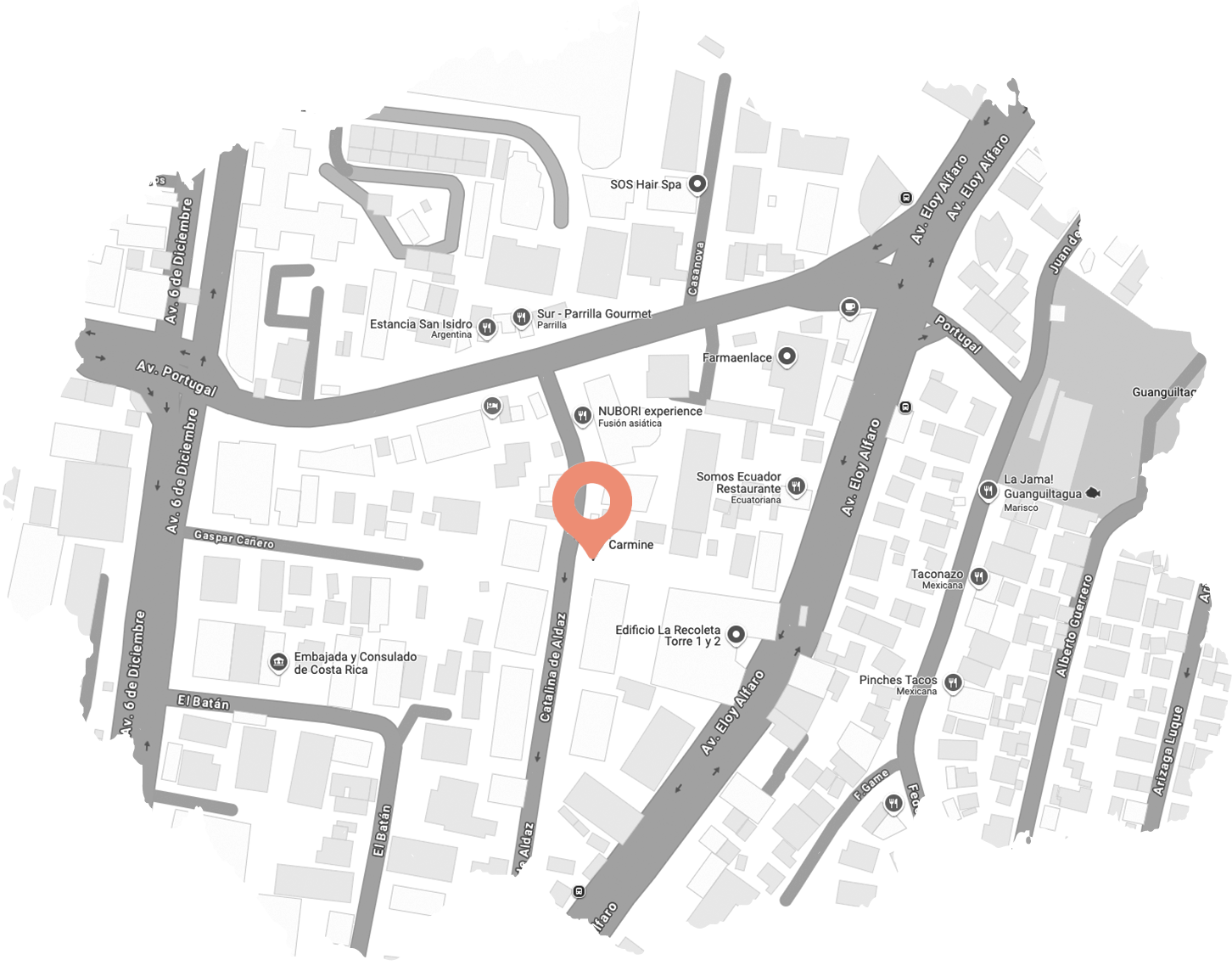 Mapa- Carmine Ristorante / La Vera Cucina Italiana en Quito